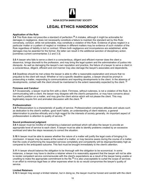 legal ethics handbook - Nova Scotia Barristers' Society