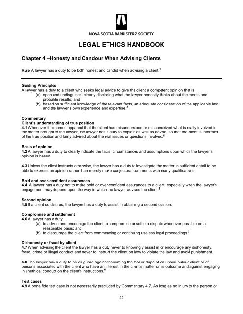 legal ethics handbook - Nova Scotia Barristers' Society