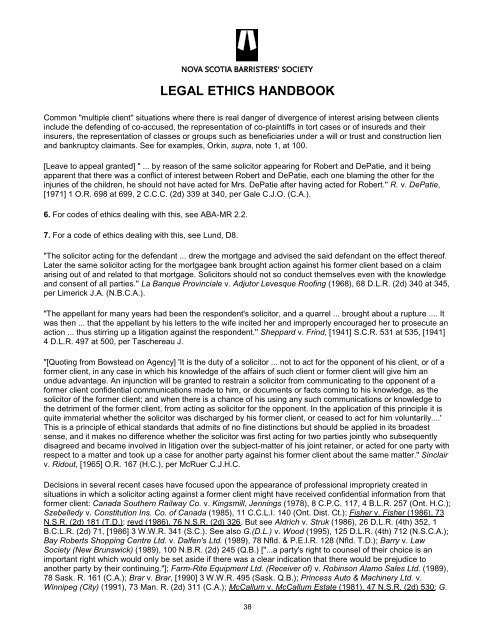 legal ethics handbook - Nova Scotia Barristers' Society