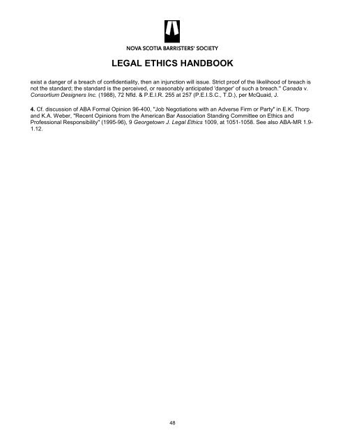 legal ethics handbook - Nova Scotia Barristers' Society