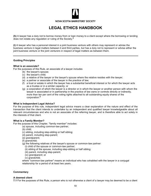 legal ethics handbook - Nova Scotia Barristers' Society