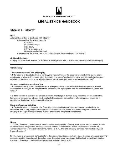 legal ethics handbook - Nova Scotia Barristers' Society