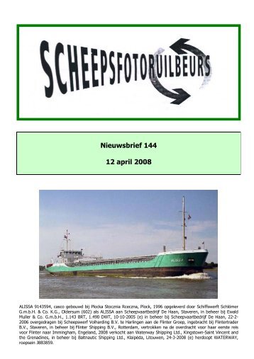 Nieuwsbrief 144 12 april 2008 - World Ship Society Rotterdam Branch