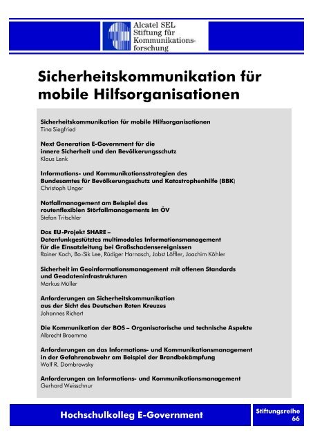 Sicherheitskommunikation für mobile Hilfsorganisationen