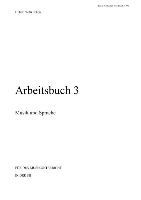 Hubert Wißkirchen - Didaktische Analyse von Musik