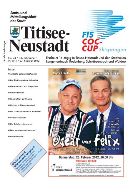 Amtsblatt Nr. 04 vom 23.02.2012 - Titisee-Neustadt