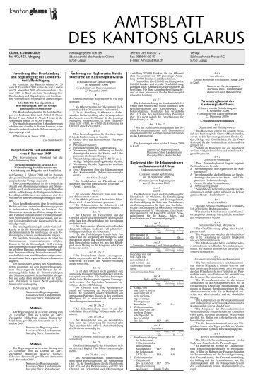Amtsblatt des Kantons Glarus, 8.1.09 - Glarus24.ch