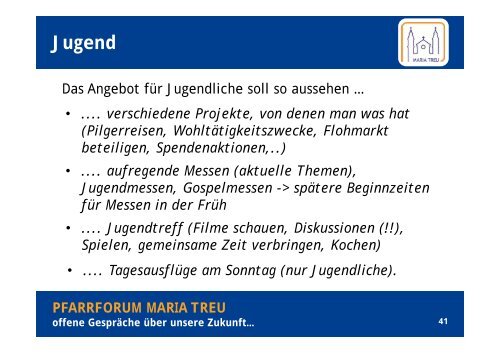 Präsentation der Umfrage-Ergebnisse und Diskussion ...