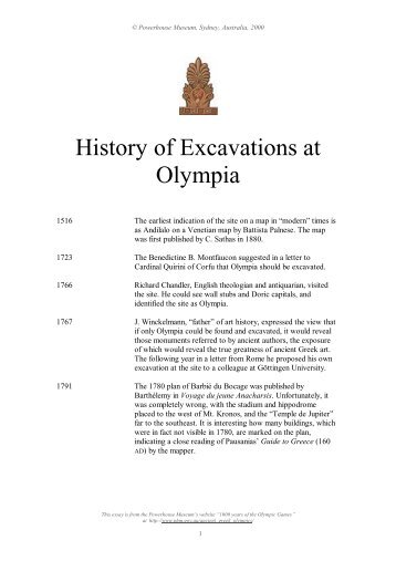 History of Excavations at Olympia - Powerhouse Museum