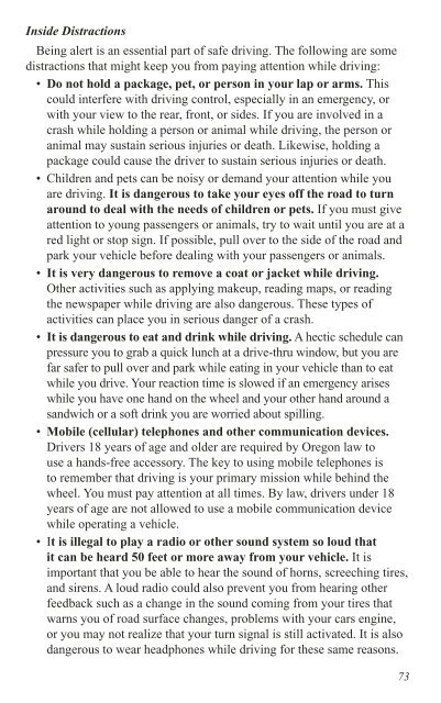 2013 Oregon Driver Manual - Oregon Department of Transportation