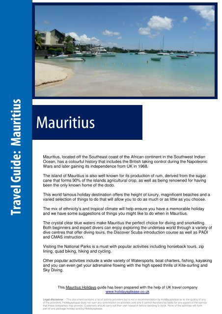 Mauritius Holidays and Travel Tips