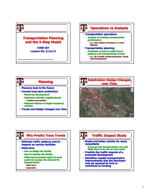Transportation Planning and the 4 and the 4-Step Model ... - CEProfs