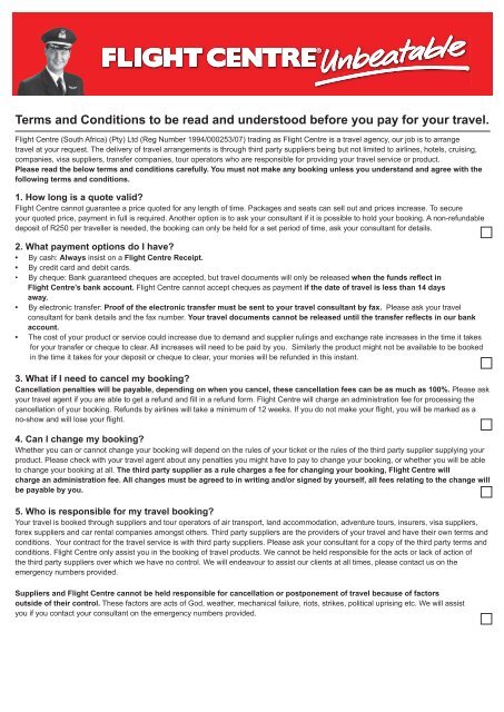 BOOKING TERMS & CONDITIONS