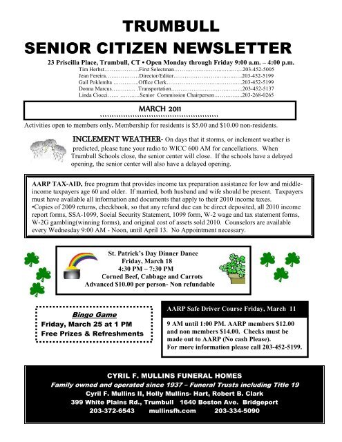 trumbull senior citizen newsletter