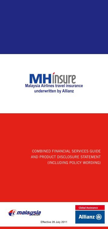 Malaysia Airlines travel insurance underwritten by Allianz - Mondial ...