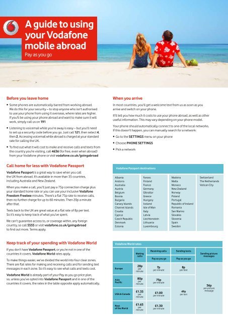 A guide to using your Vodafone mobile abroad