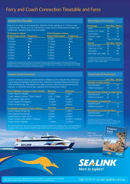 Ferry and Coach Connection Timetable and Fares - SeaLink
