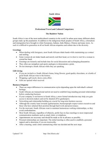 South Africa Professional Travel and Cultural Competence The ...