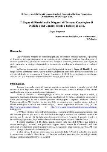 Il Segno di Rinaldi - Società Internazionale di Semeiotica Biofisica ...