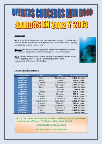 ITINERARIO: - Travel Factory Buceo