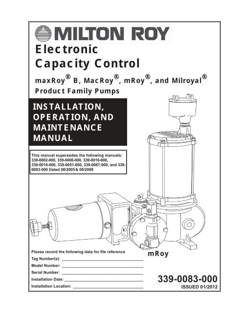 warning - Milton Roy Company