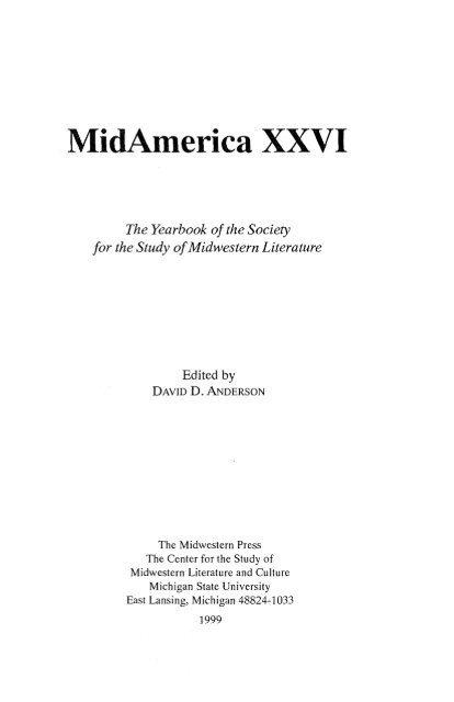 The Yearbook of the Society for the Study of Midwestern Literature