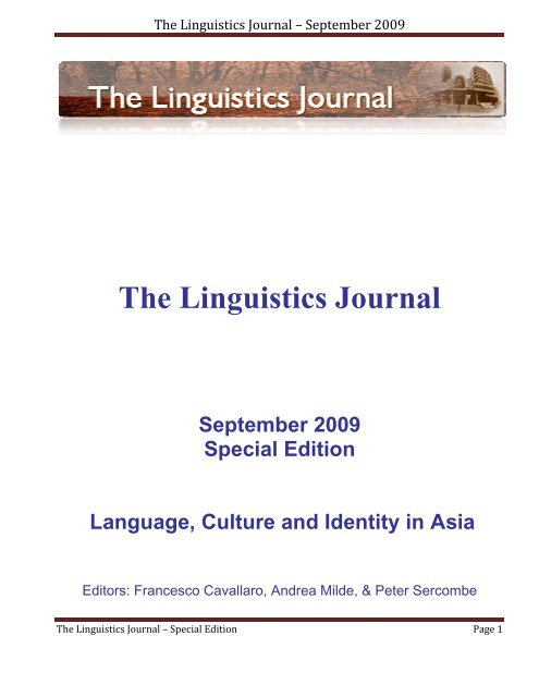 The Linguistics Journal September 2009 Special Edition Language
