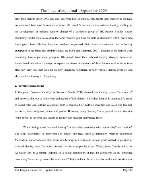 The Linguistics Journal September 2009 Special Edition Language