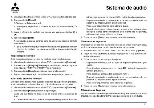 Sistema de áudio - clarionmit.com.br