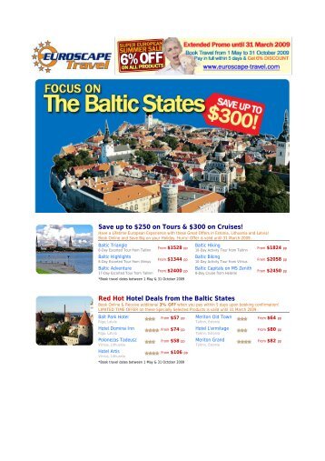 Euroscape Travel Focus on the Baltic States: Red Hot Specials ...