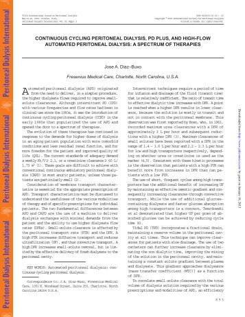 continuous cycling peritoneal dialysis, pd plus, and high