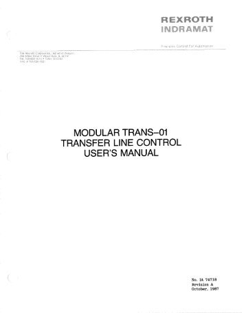 modular trans--o1 transfer line control user's manual - Bosch Rexroth