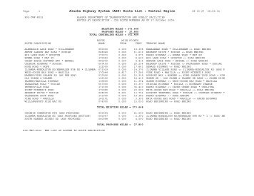 Alaska Highway System (AHS) Route List : Central Region