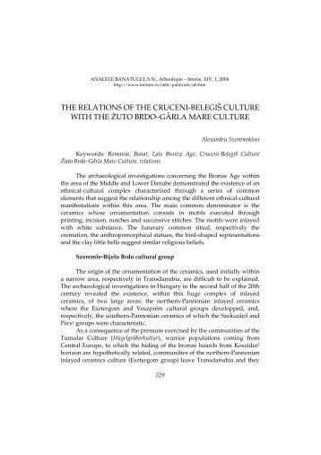 THE RELATIONS OF THE CRUCENI-BELEGIŠ ... - Muzeul Banatului