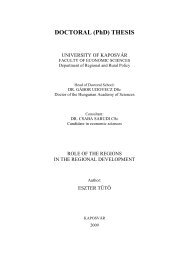 DOCTORAL (PhD) THESIS - Kaposvári Egyetem