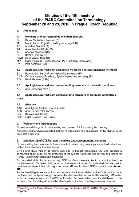 Meeting 2 of the PIARC Committee on Terminology and Translation ...