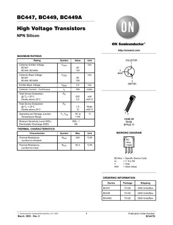 BC447, BC449, BC449A High Voltage Transistors - ClassicCmp...