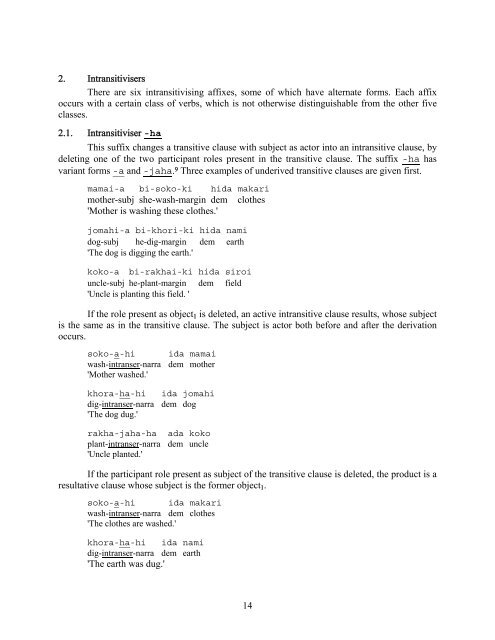 Paumarí Derivational Affixes