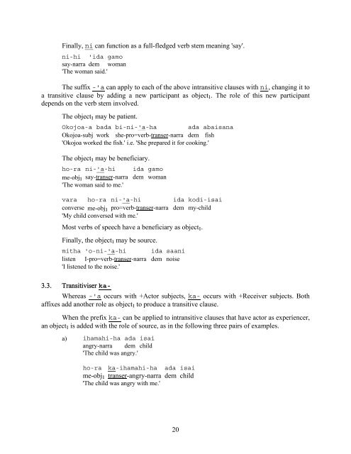 Paumarí Derivational Affixes