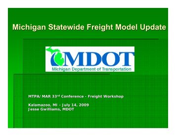 MDOT - Statewide Freight Model Update - State of Michigan