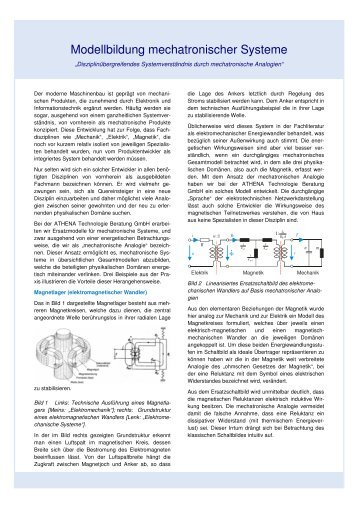 Modellbildung mechatronischer Systeme - ATHENA Technologie ...