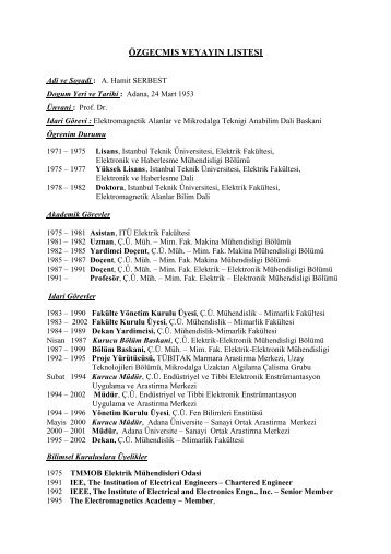 özgeçmıs veyayın lıstesı - Çukurova Üniversitesi Elektrik - Elektronik ...