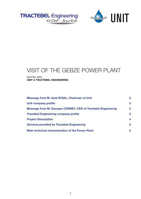 VISIT OF THE GEBZE POWER PLANT - Tractebel Engineering