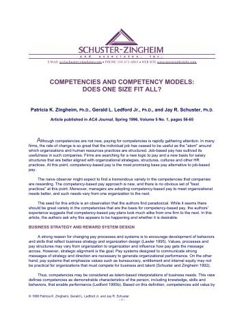 competencies and competency models - Schuster-Zingheim and ...