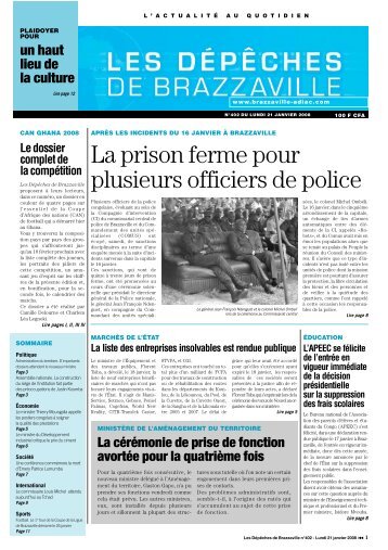 Les Dépêches de Brazzaville du Lundi 21 Janvier