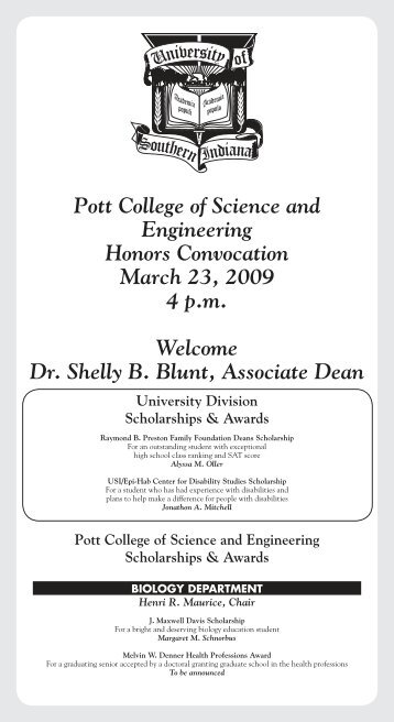 Pott College of Science and Engineering Honors Convocation ...