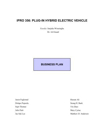 ipro 356: plug-in hybrid electric vehicle - Community List - Illinois ...