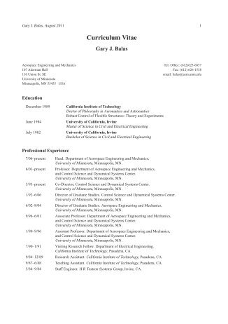 Curriculum Vitae - Aerospace Engineering and Mechanics ...