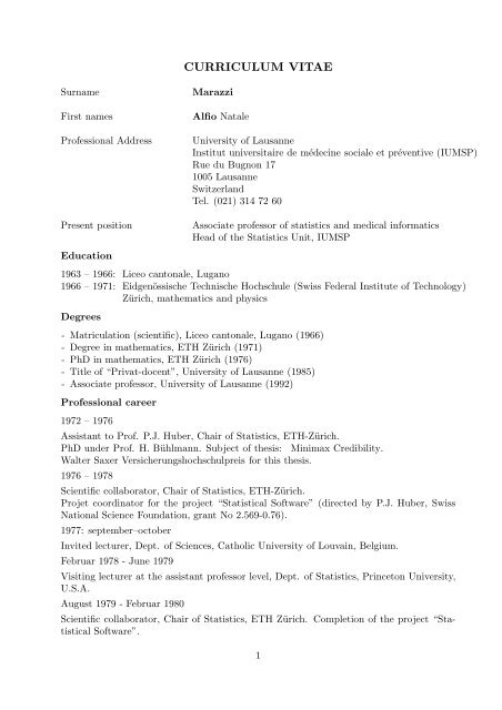 CV d'Alfio Marazzi (pdf) - IUMSP