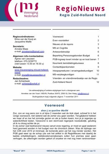 RegioNieuws - MS Vereniging Nederland